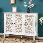 Retro Antique Hollow-Carved 3-door Storage Cabinet