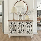 Retro Antique Hollow-Carved 3-door Storage Cabinet