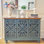 Retro Antique Hollow-Carved 3-door Storage Cabinet