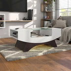 Furniture of America Angelic Contemporary Storage Coffee Table with Glass Insert