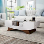 Furniture of America Angelic Contemporary Storage Coffee Table with Glass Insert