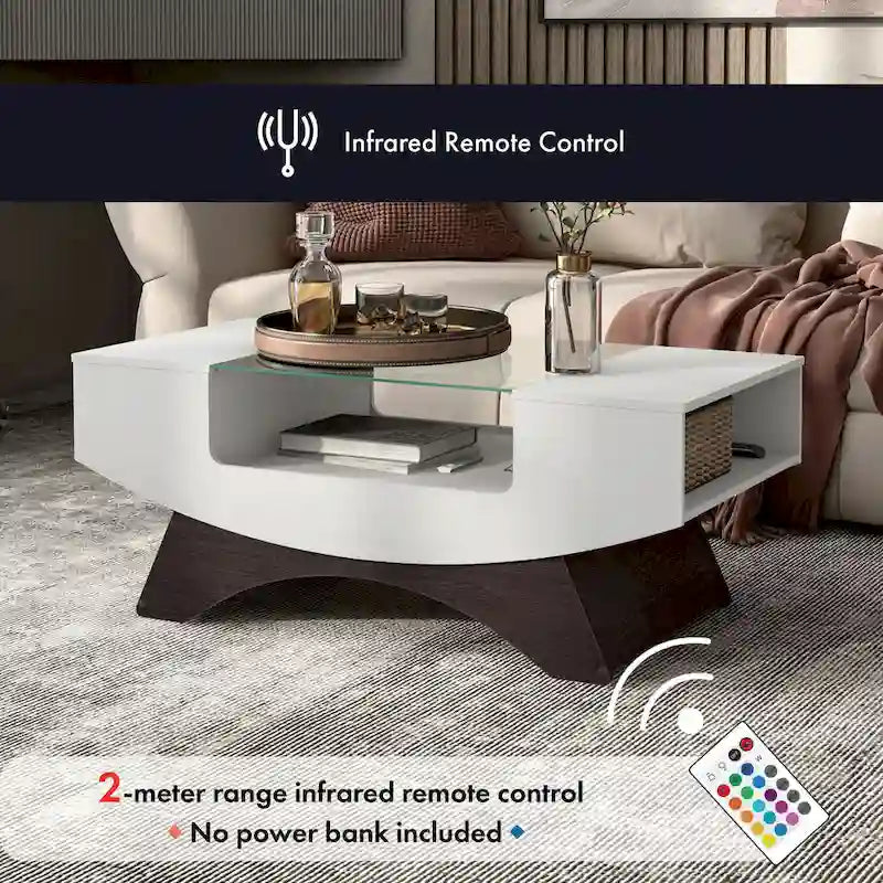 Furniture of America Angelic Contemporary Storage Coffee Table with Glass Insert