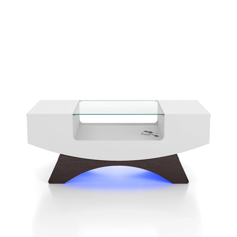 Furniture of America Angelic Contemporary Storage Coffee Table with Glass Insert