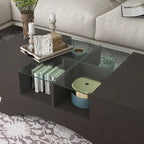 Furniture of America Angelic Contemporary Storage Coffee Table with Glass Insert