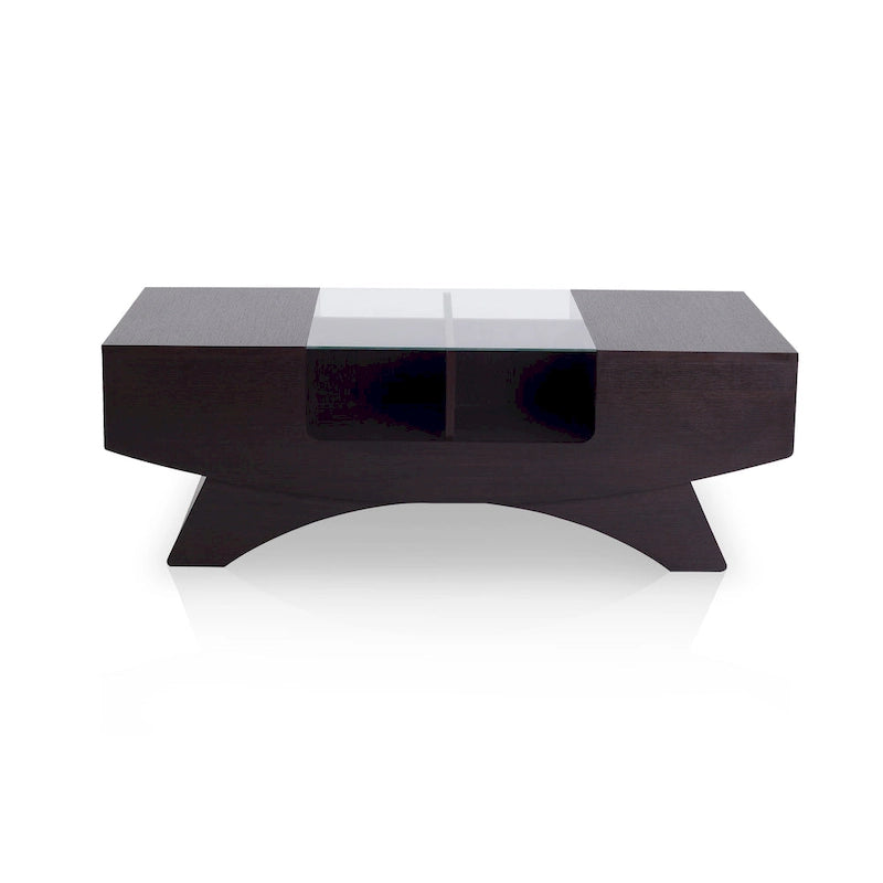 Furniture of America Angelic Contemporary Storage Coffee Table with Glass Insert
