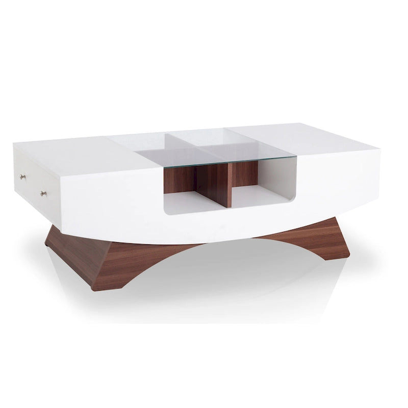 Furniture of America Angelic Contemporary Storage Coffee Table with Glass Insert