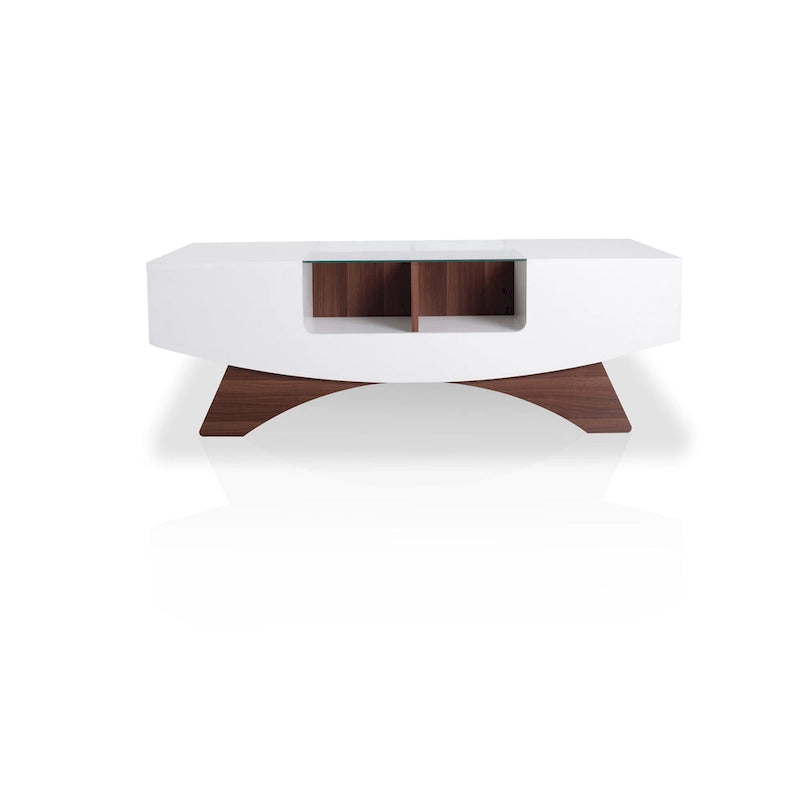 Furniture of America Angelic Contemporary Storage Coffee Table with Glass Insert