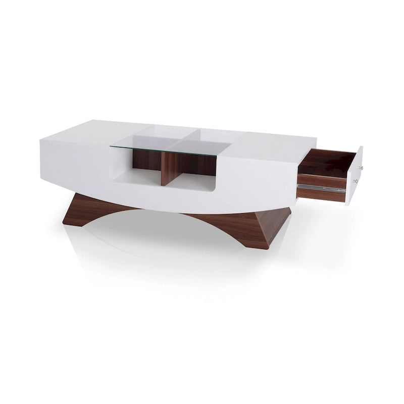 Furniture of America Angelic Contemporary Storage Coffee Table with Glass Insert