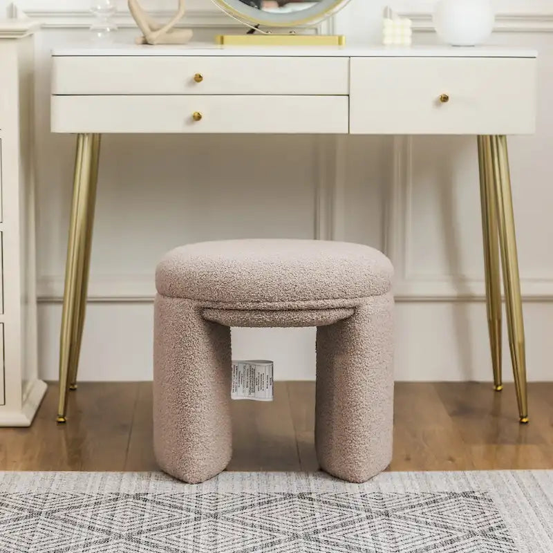 Adeco Ottoman Small Teddy Low Foot Stool Vanity Stool