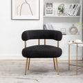 SEYNAR Modern Glam Upholstered Comfy Open-Back Accent Vanity chair with Golden Legs