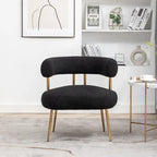 SEYNAR Modern Glam Upholstered Comfy Open-Back Accent Vanity chair with Golden Legs