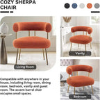 SEYNAR Modern Glam Upholstered Comfy Open-Back Accent Vanity chair with Golden Legs