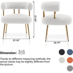 SEYNAR Modern Glam Upholstered Comfy Open-Back Accent Vanity chair with Golden Legs