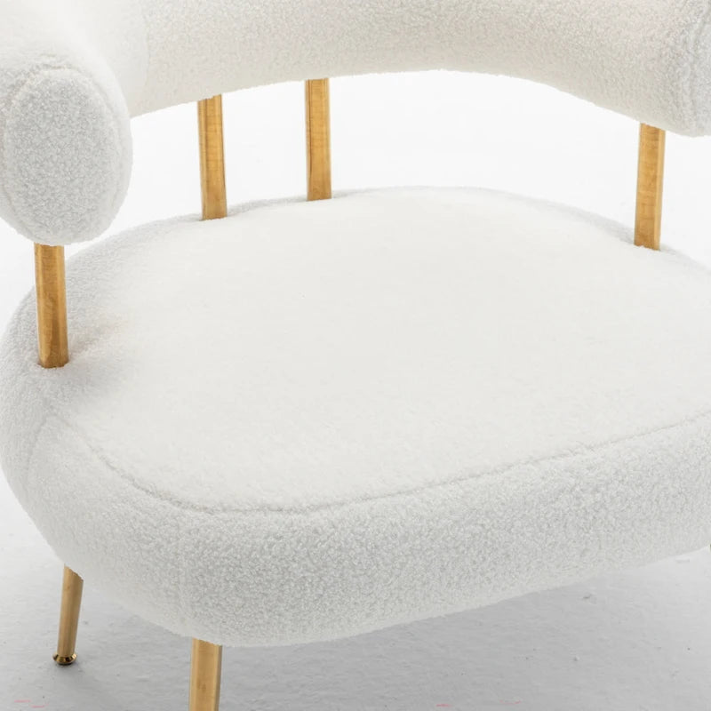 SEYNAR Modern Glam Upholstered Comfy Open-Back Accent Vanity chair with Golden Legs