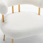 SEYNAR Modern Glam Upholstered Comfy Open-Back Accent Vanity chair with Golden Legs