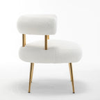 SEYNAR Modern Glam Upholstered Comfy Open-Back Accent Vanity chair with Golden Legs