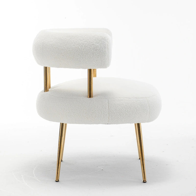 SEYNAR Modern Glam Upholstered Comfy Open-Back Accent Vanity chair with Golden Legs