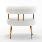 SEYNAR Modern Glam Upholstered Comfy Open-Back Accent Vanity chair with Golden Legs