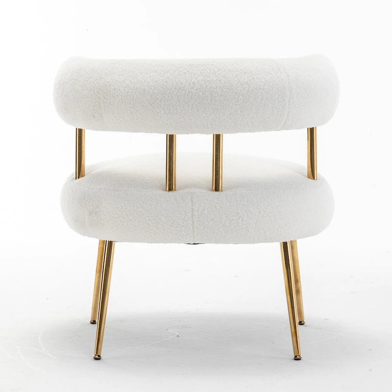 SEYNAR Modern Glam Upholstered Comfy Open-Back Accent Vanity chair with Golden Legs