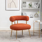 SEYNAR Modern Glam Upholstered Comfy Open-Back Accent Vanity chair with Golden Legs