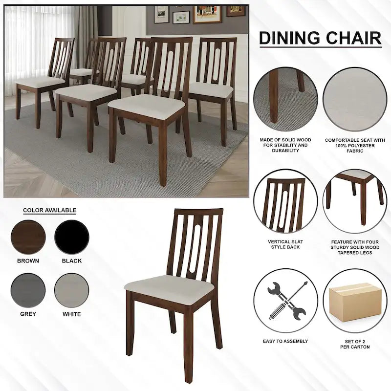 CraftPorch Contemporary Wooden Dining Chairs (Set of 2) - N/A