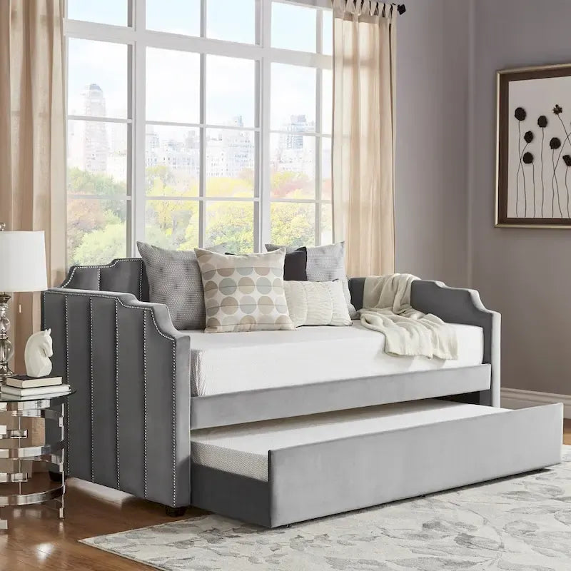 Chareau Glam Grey Velvet Daybed by iNSPIRE Q Modern