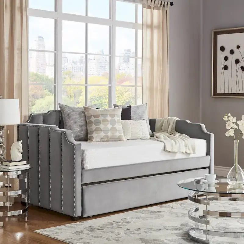 Chareau Glam Grey Velvet Daybed by iNSPIRE Q Modern
