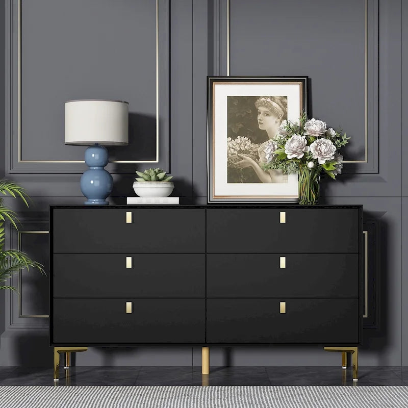 6 Drawers Storage Dresser Mid Century Chest of Drawer Sideboard