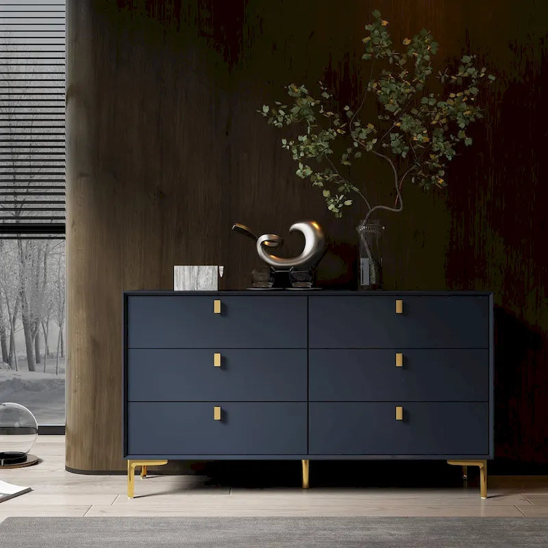 6 Drawers Storage Dresser Mid Century Chest of Drawer Sideboard