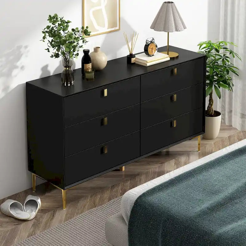 6 Drawers Storage Dresser Mid Century Chest of Drawer Sideboard