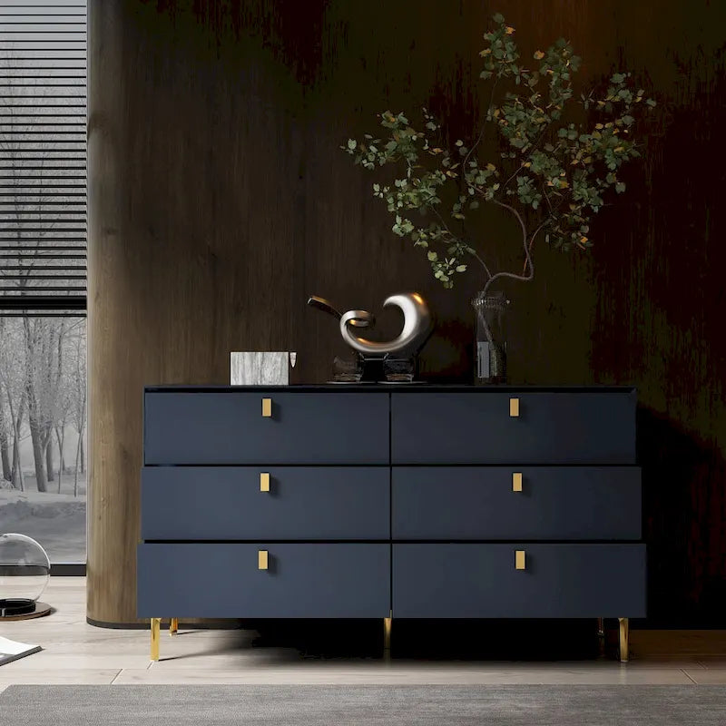 6 Drawers Storage Dresser Mid Century Chest of Drawer Sideboard