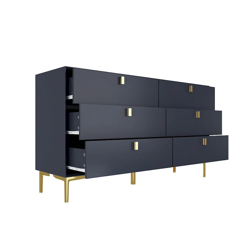 6 Drawers Storage Dresser Mid Century Chest of Drawer Sideboard