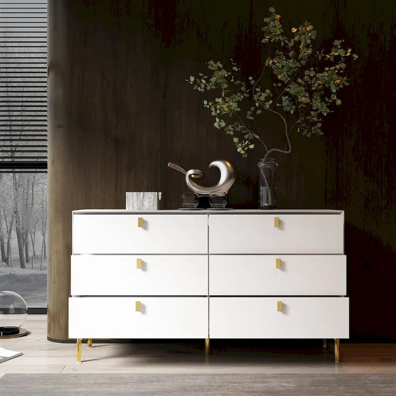 6 Drawers Storage Dresser Mid Century Chest of Drawer Sideboard