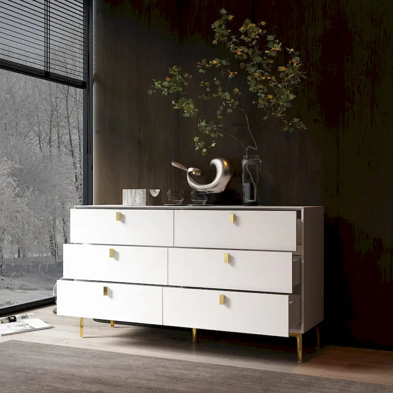 6 Drawers Storage Dresser Mid Century Chest of Drawer Sideboard