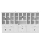 78.7 Modular White Curio Bookcase Cabinet w/Glass Doors Buffet Display