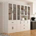 78.7 Modular White Curio Bookcase Cabinet w/Glass Doors Buffet Display