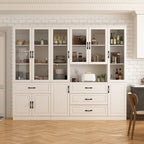 78.7 Modular White Curio Bookcase Cabinet w/Glass Doors Buffet Display