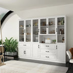 78.7 Modular White Curio Bookcase Cabinet w/Glass Doors Buffet Display
