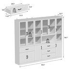 78.7 Modular White Curio Bookcase Cabinet w/Glass Doors Buffet Display