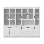 78.7 Modular White Curio Bookcase Cabinet w/Glass Doors Buffet Display