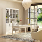 78.7 Modular White Curio Bookcase Cabinet w/Glass Doors Buffet Display