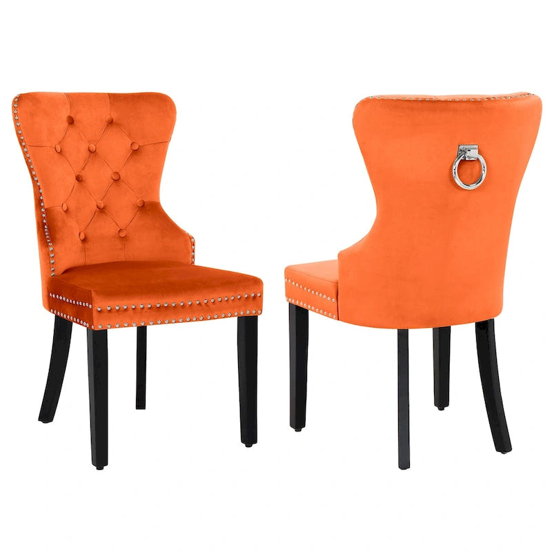 Grandview Tufted Upholstered Dining Chair (Set of 2) with Nailhead Trim and Ring Pull