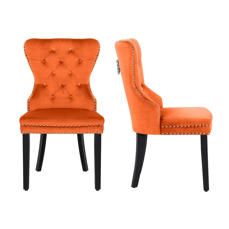 Grandview Tufted Upholstered Dining Chair (Set of 2) with Nailhead Trim and Ring Pull