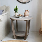 COZAYH Set of 2 Rustic Farmhouse end Table with Storage Shelf, French Country Accent Side Table , Vintage Grey Finish