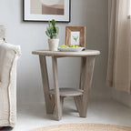 COZAYH Set of 2 Rustic Farmhouse end Table with Storage Shelf, French Country Accent Side Table , Vintage Grey Finish