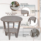 COZAYH Set of 2 Rustic Farmhouse end Table with Storage Shelf, French Country Accent Side Table , Vintage Grey Finish