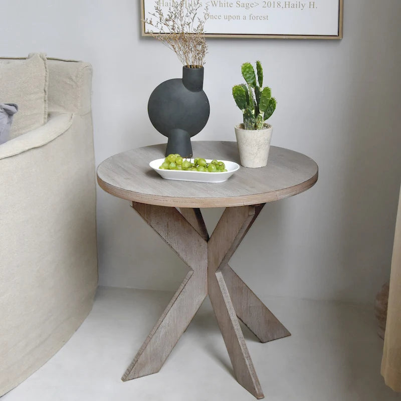 COZAYH Set of 2 Rustic Farmhouse end Table with Storage Shelf, French Country Accent Side Table , Vintage Grey Finish