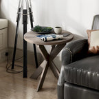 COZAYH Set of 2 Rustic Farmhouse end Table with Storage Shelf, French Country Accent Side Table , Vintage Grey Finish