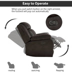 Manual Recliner Chair with Overstuffed Arm and Back