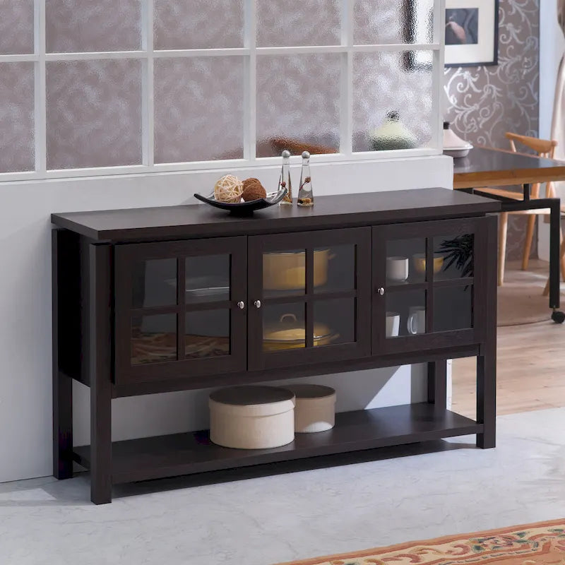 DH BASIC Modern Farmhouse 59 Windowpane Cabinet Buffet by Denhour